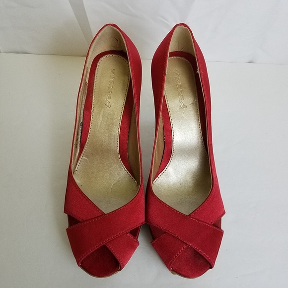 andrea red high heel shoes size 6 [SH1] - Picture 2 of 7